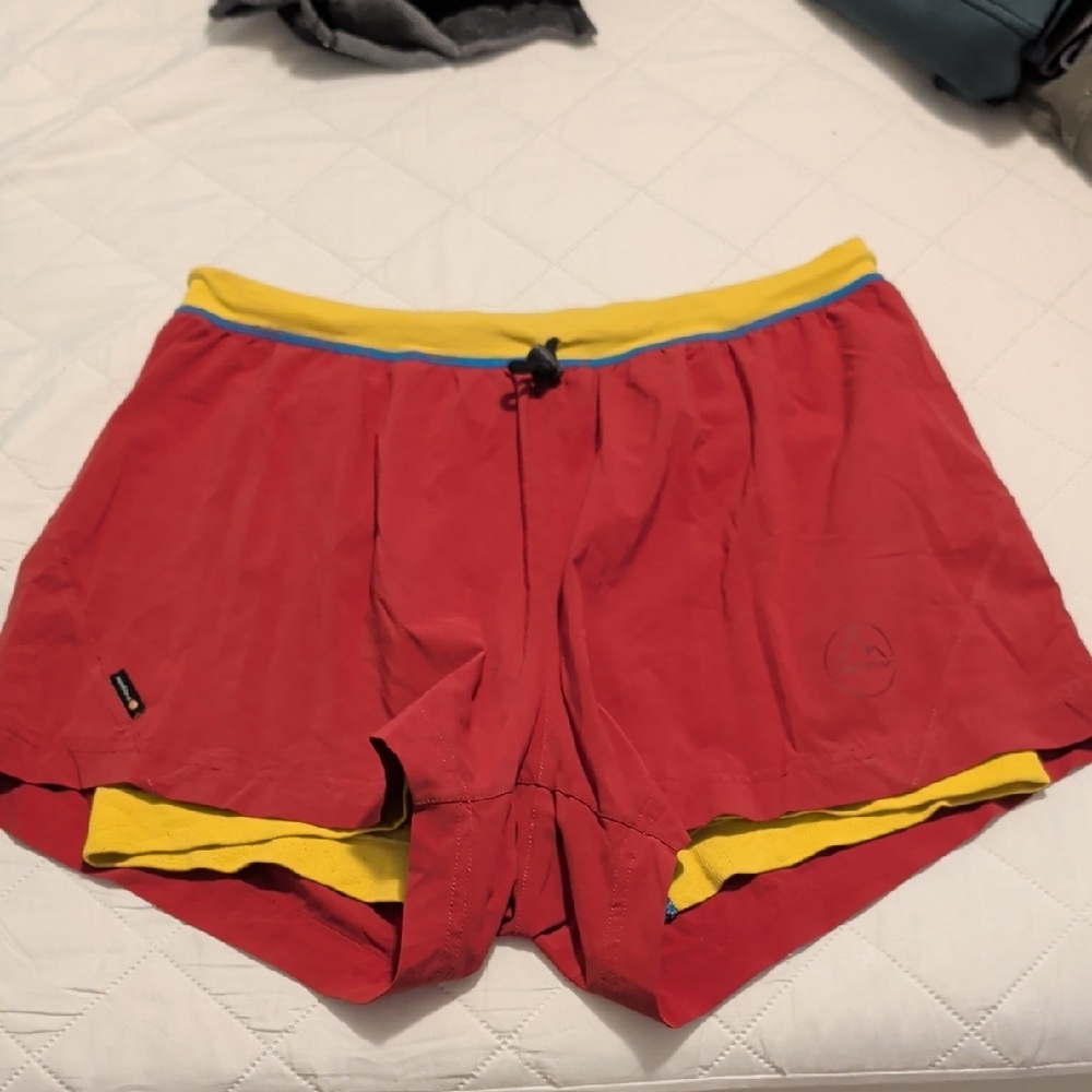 la Sportiva Medium Red and Yellow Shorts